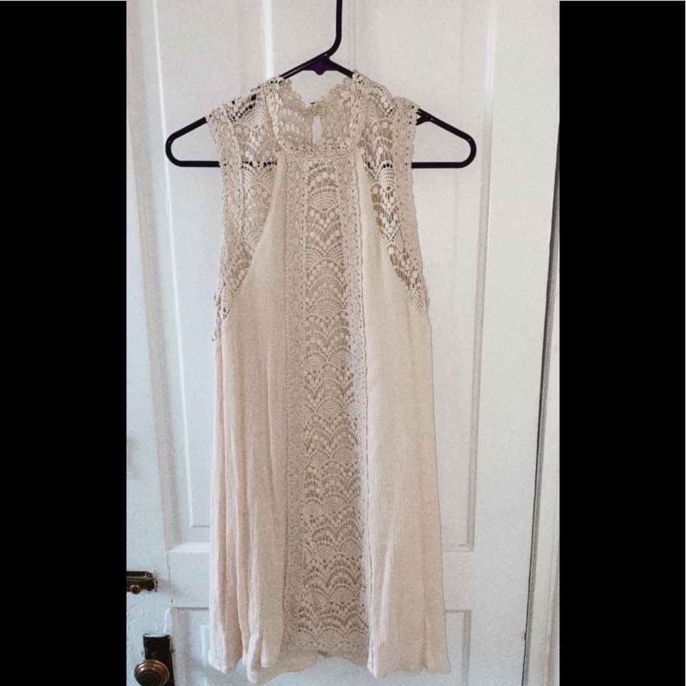 Cream colored lace overlay dress